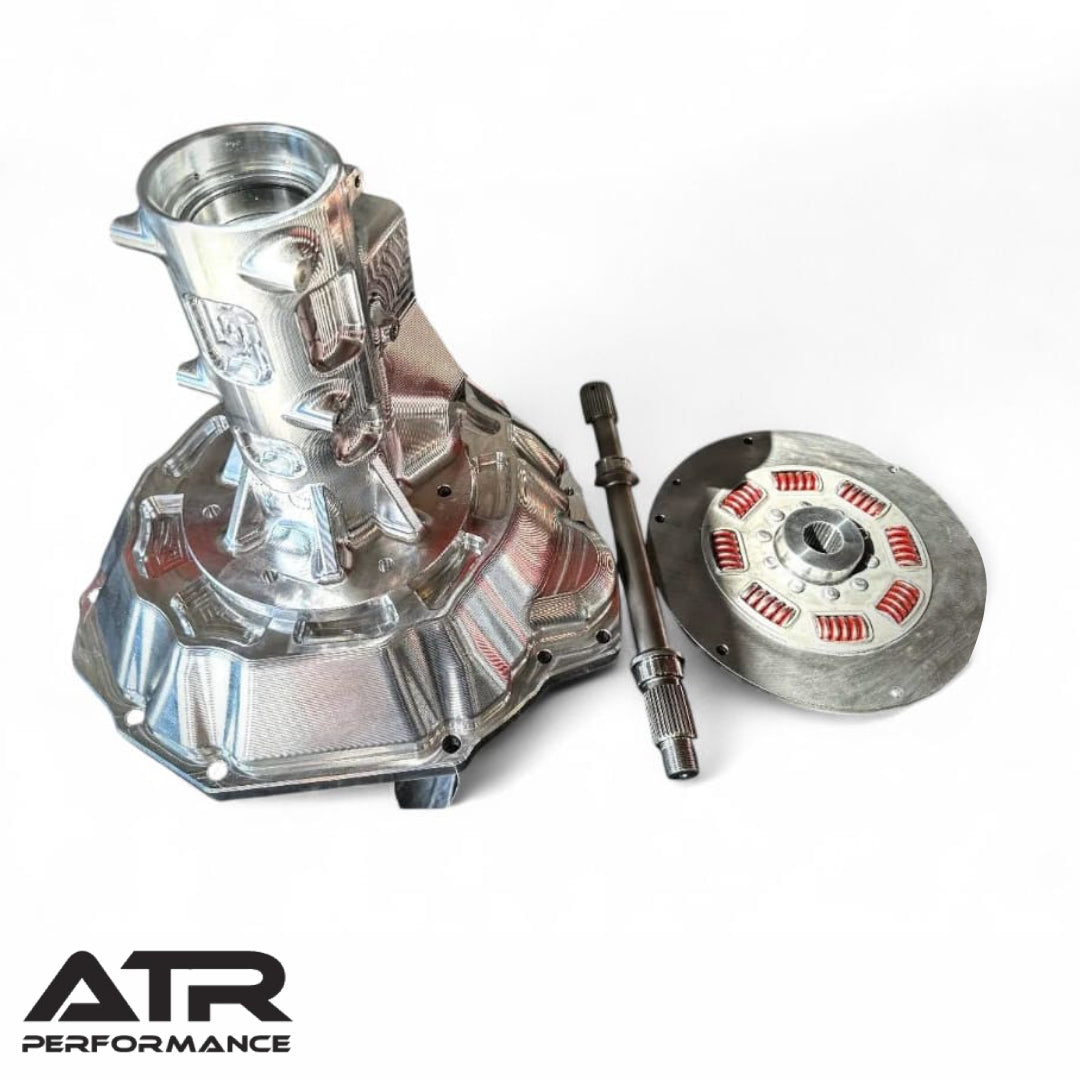 ATR V4 Nissan GTR R35 billet bellhousing with billet shaft and disc